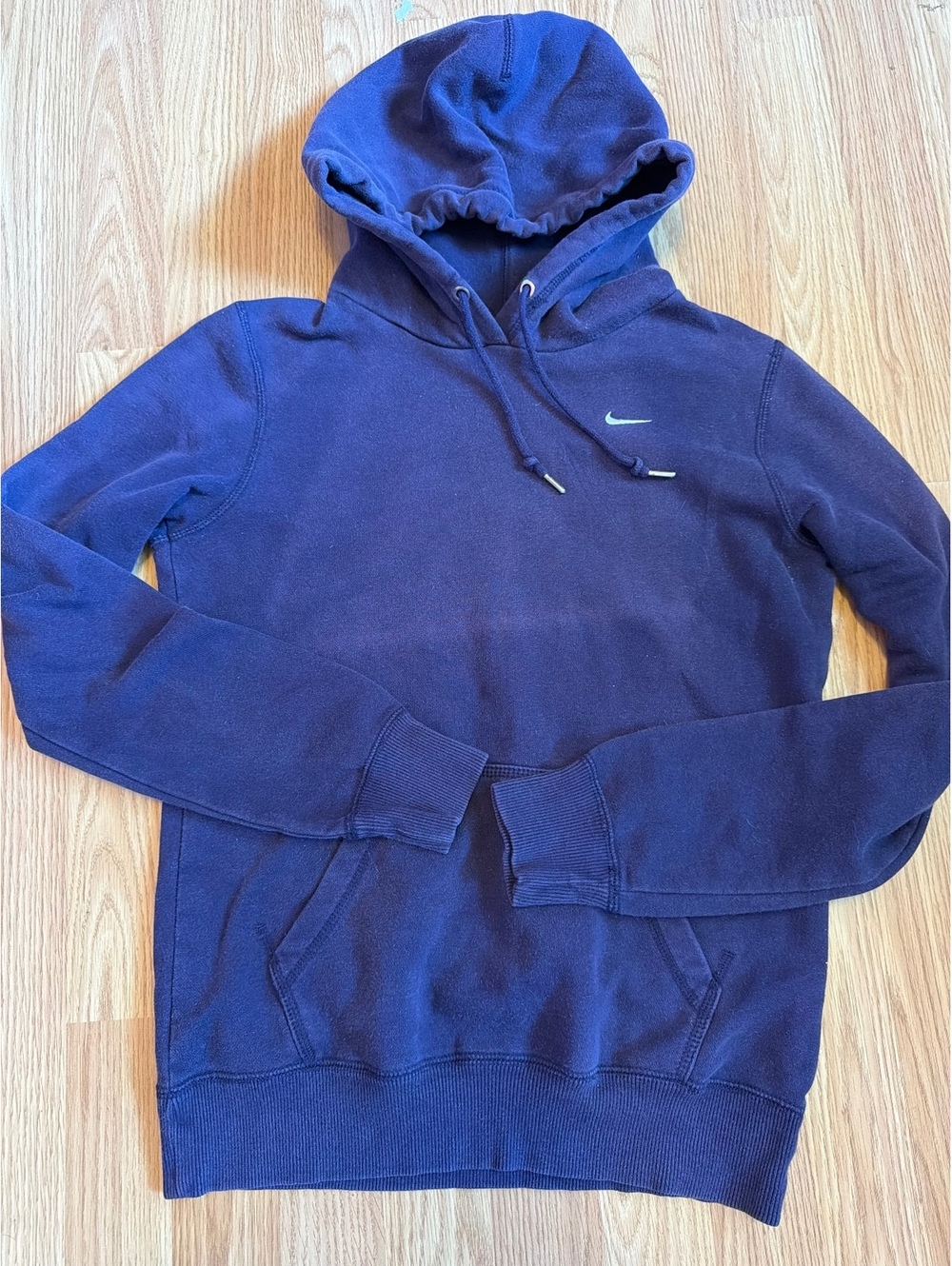 Nike Navy Blue Embroidered Hoodie Faded Size Small